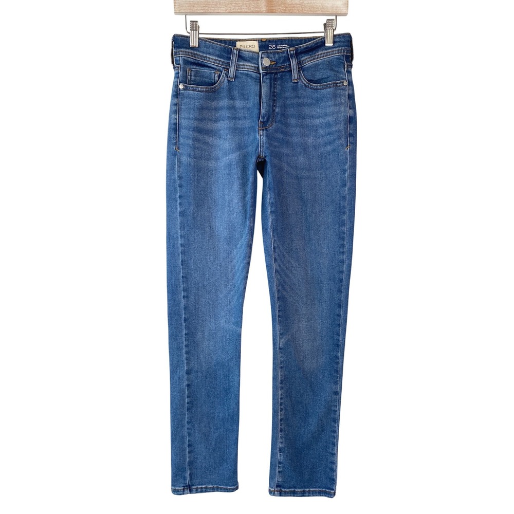 Anthropologie Pilcro Womens Slim Boyfriend Jeans 26 Blue Classic Boho Stretch